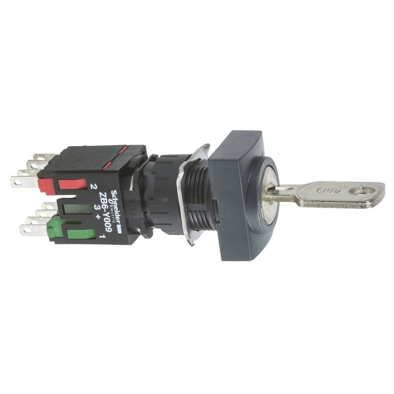 Schneider Electric XB6DGC5B Siyah dikdörtgn mandal buton Ø16 2 konumlu sabit 1NA+1NK