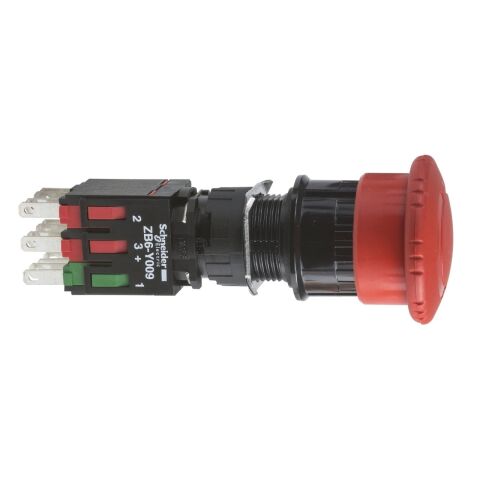 Schneider Electric XB6AS8349B Kırmızı Ø30 Acil durdurma butonu Ø16 1NA+2NK
