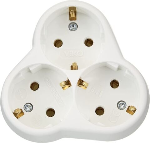 Viko 90303000 Topraklı Üçlü Fiş/Priz Yonca