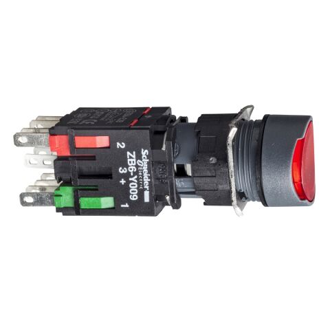 Schneider Electric XB6AW4B2B Kırmızı Işıklı Buton Ø16 Yaylı Dönüş 1Nk 12...24V