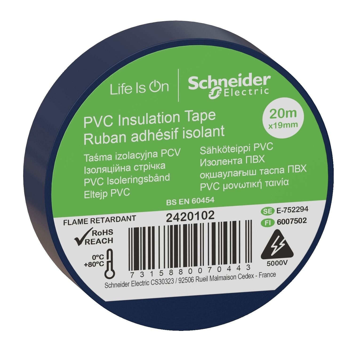 Schneider 2420102  Thorsman İzolasyon Bandı 19mmx20mt Mavi