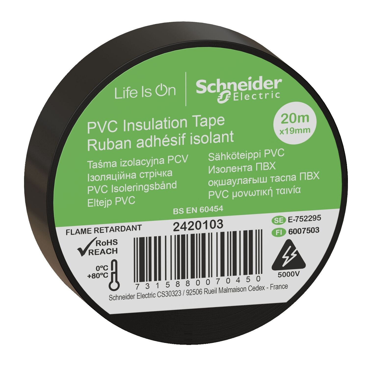 Schneider 2420103 İzolasyon Bandı 19mmx20mt Siyah