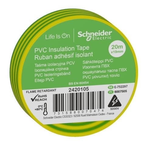 Schneider Electric 19mm 20mt Sarı Yeşil İzolasyon Bandı