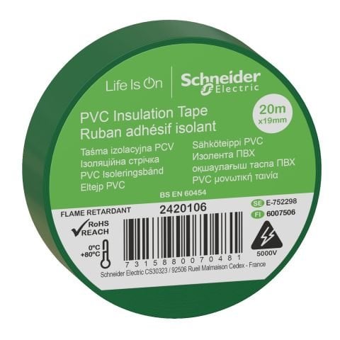 Schneider Electric 19mm 20mt Yeşil İzolasyon Bandı