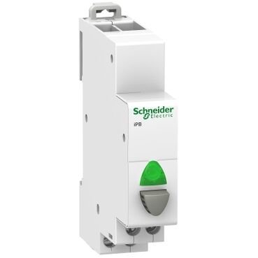 Schneider Electric A9E18038 Acti9 İpb 1Na Gri Tek Basmalı Düğme - Gösterge Işığı Yeşil 12-48Vac/Dc