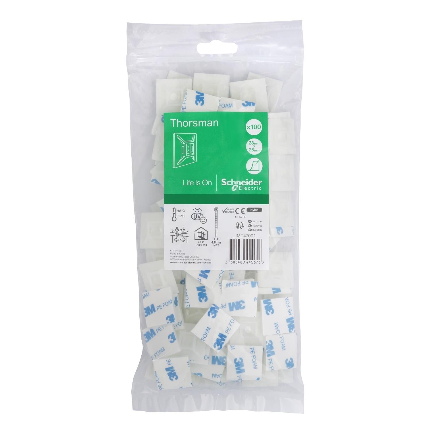 Schneider Electric IMT47001 Thorsman 4.8mm Yapışkanlı Kablo Bağı