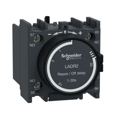 Schneider Electric LADR2 Tesys D - Zaman Geckm Yard Kontk Bloğu - 1Na + 1Nk - Vida Kelepçesi Terminalleri