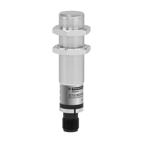 Telemecanique Sensors XT518B1PCM12 Kapasitif yakınlık sensörleri XT, silindirik M18, pirinç, 4 telli, Sn 5 mm, 24 V DC, 1 NC + 1 NO