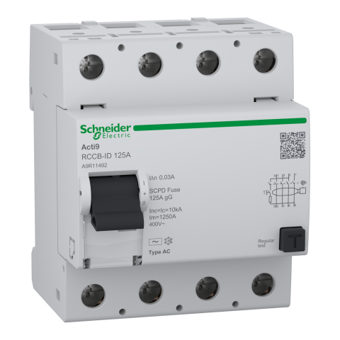 Schneider A9R11492 4X125A 30mA AC Tip RCCB-ID Kaçak Akım Rölesi