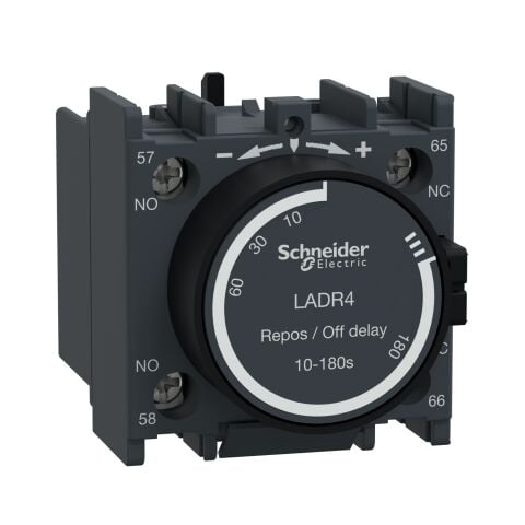 Schneider Electric LADR4 Tesys D - Zaman Geckm Yard Kontk Bloğu - 1Na + 1Nk - Vida Kelepçesi Terminalleri