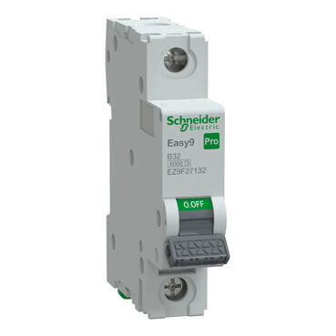 Schneider EZ9F27132 Otomatik Sigorta, Easy9 Pro, 6Ka, B-Eğrisi, 1-Kutup, 32A