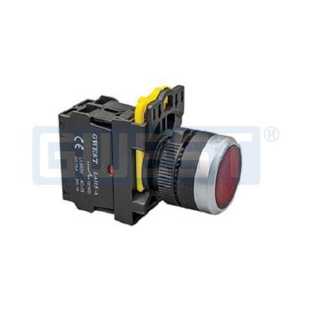 Gwest 6022 A5-01D-24 Kırmızı 24V AC/DC Led Işıklı Stop Buton