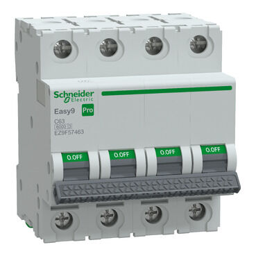 Schneider EZ9F57463 Otomatik Sigorta, Easy9 Pro, 6Ka, C-Eğrisi, 4-Kutup, 63A