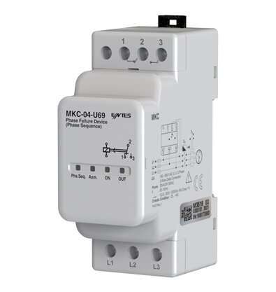 Entes MKC-04-U69 Faz Yokluğu 1C/O Nötrsüz Faz Sırası Hatası 8A Motor Koruma Rölesi M3518