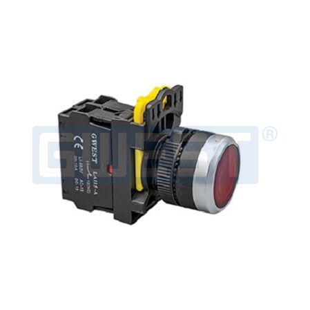 Gwest 6012 A5-01D NC Kırmızı Işıklı Yaylı Buton 220V AC/DC