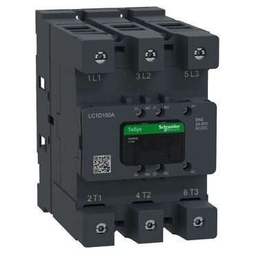 Schneider LC1D150ABNE Kontaktör, Tesys Deca Advanced, 3P(3No), Ac-3/Ac-3E, <=440V, 150A, 24-60V Ac/Dc Bobin, Konektör