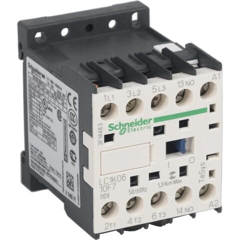 Schneider Electric LC1K0610F7 Tesys K Kontaktör 3P 6A Ac3 110Vac 1Na