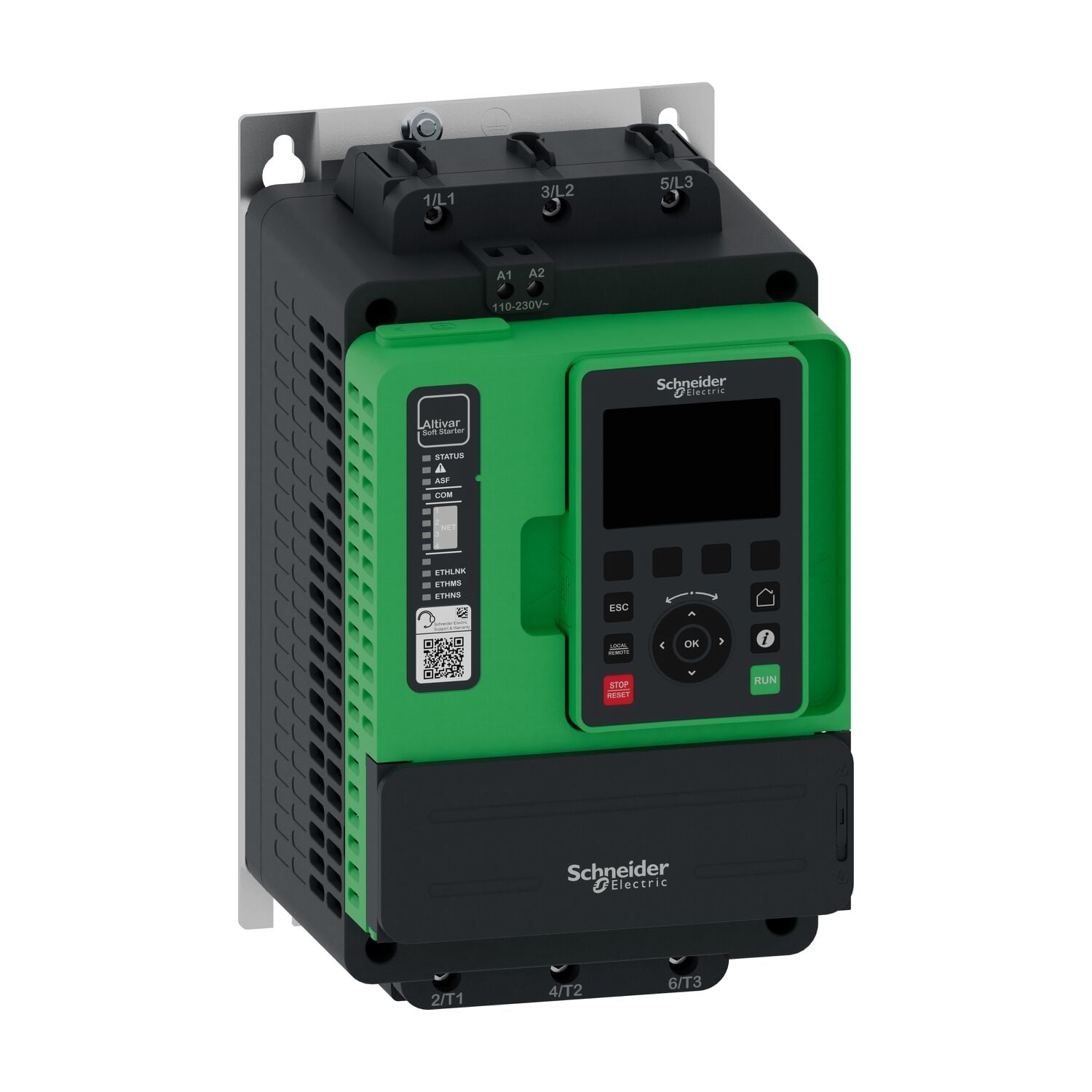 Schneider Electric ATS490D17Y Yumuşak Yolverici, Altivar Yumuşak Yolverici ATS490, 17A, 208 ila 690V AC, kontrol gerilimi 110 ila 230V AC