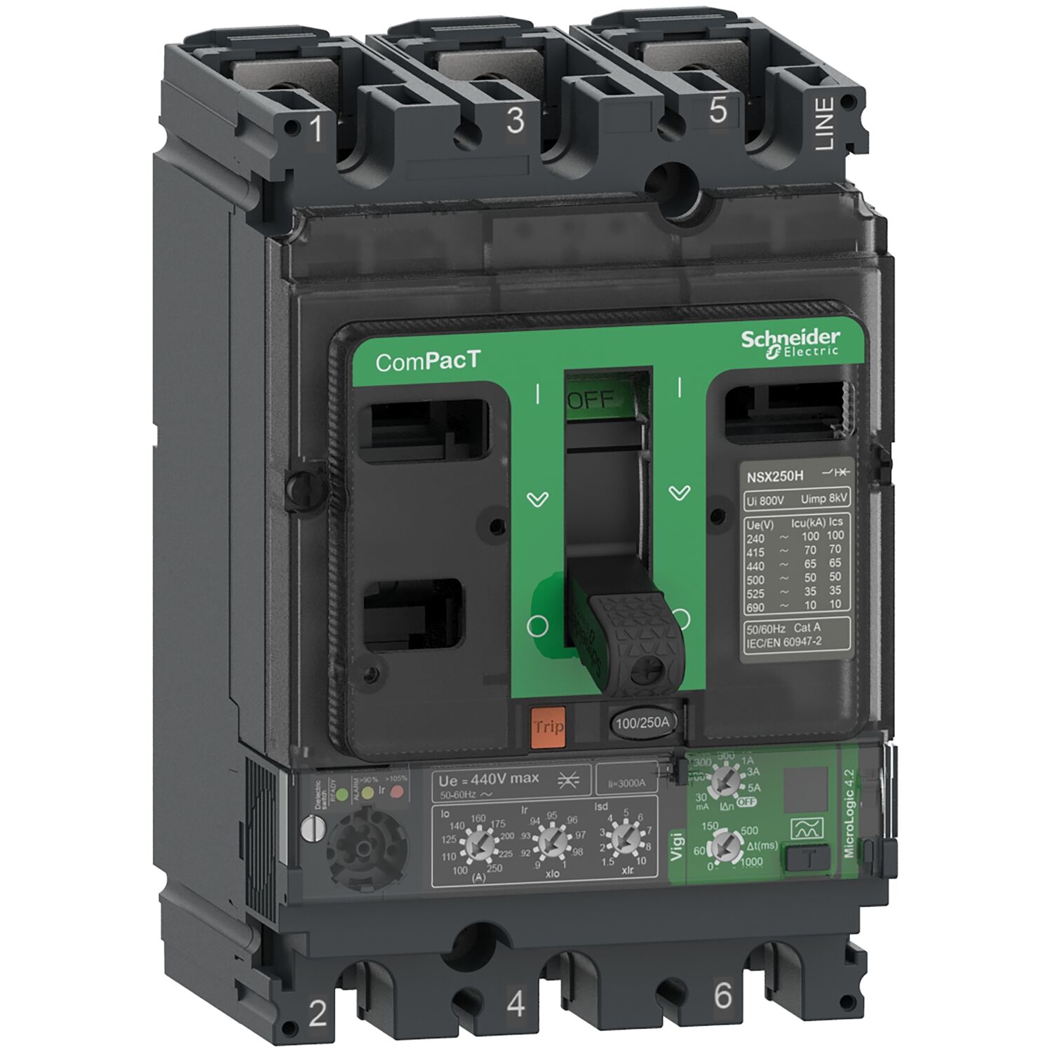 Schneider Electric C16F34V160 ComPacT Şalter NSX160F 36kA AC 3P3D 160A 4.2