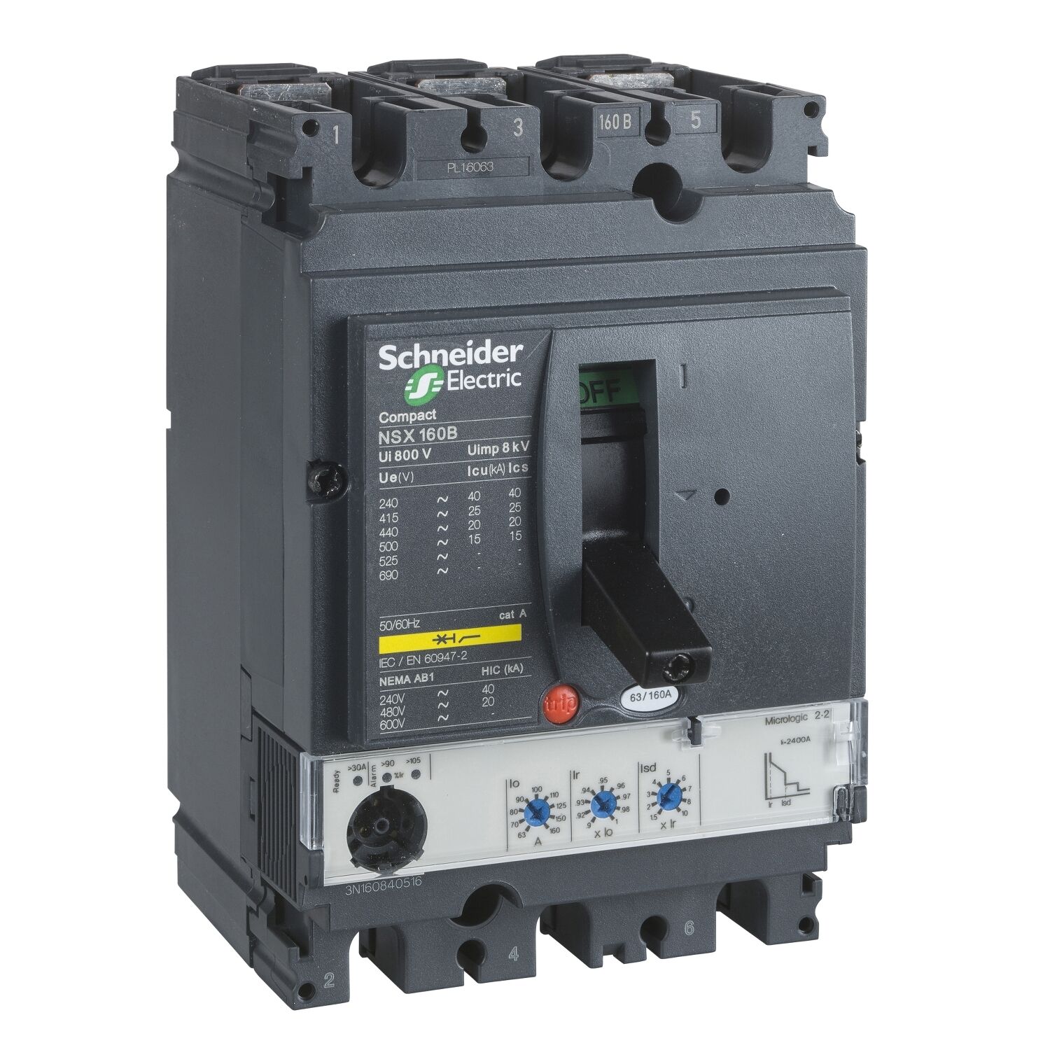 Schneider Electric C16N32D160 Nsx160N  Micrologic 2.2   50Ka