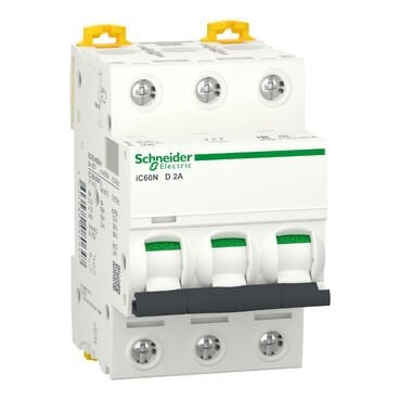 Schneider Electric A9F75302 İc60N - Minyatür Devre Kesici - 3P - 2A - D Eğrisi
