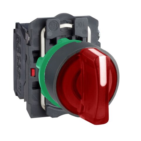Schneider Electric XB5AK134M5 Kırmızı Işıklı Mandal Buton Ø22 3 Konumlu Sabit 1Na+1Nk 230V