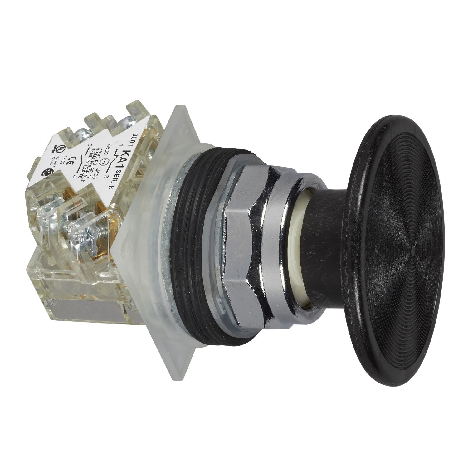 Schneider Electric 9001KR25BH13 Buton Ø 30 - Metal Şev - Mantar Başlık Ø 57 Mm - Siyah - 1 K/A