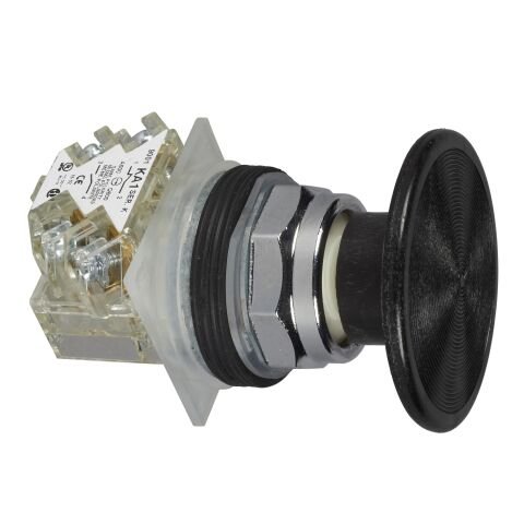 Schneider Electric 9001KR25BH13 Buton Ø 30 - Metal Şev - Mantar Başlık Ø 57 Mm - Siyah - 1 K/A