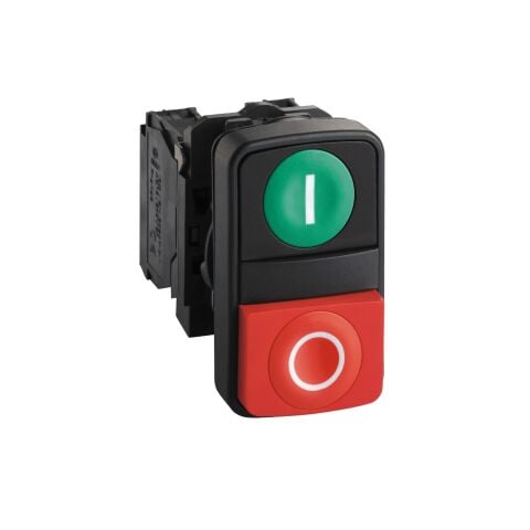 Schneider Electric XB5AL73415 Yeşil Kırmızı Çiftli Buton Ø22 İşaretli