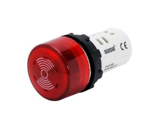 Emas MBZS024S MB Serisi Plastik LED'li 24V AC/DC 22 mm Buzzer